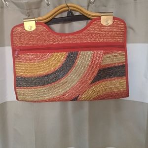 Vintage 1960's Colorful Rattan Purse